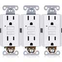 15A GFCI Outlets [3-Pack], ETL Listed, Non-Tamper-Resistant GFI Duplex Receptacles with LED Indicator, Self-Test Ground Fault Circuit Interrupter, White, 3 Piece