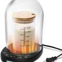 Sourdough Starter Warmer Mat with Glass Dome Precise 1°F Thermostat Control (70-104°F) 0-24H Timer Automatic On/ Off Sour Dough Warmer and Glass Cover for Home Baking（Black）