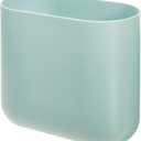 iDesign Small Slim Plastic Bathroom Garbage Can, Garbage Can for Bedroom, Office, Desk, Dorm, Blue (Soft Aqua)