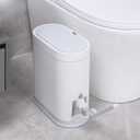 ELPHECO Bathroom Trash Can with Toilet Brush 2.5 Gallon Waterproof Trash Bin Smart Garbage can with lid Motion Sensor Waste Bin Automatic Bathroom Decor (White)