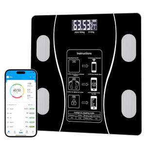 Intelligent Body Fat Scale, a Simple and Practical Digital Scale That can be Connected to a Mobile Digital Bathroom Scale to Display BMI, Body Fat, Muscle Mass, and Durable Weight Scale (Black)