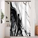 Black and White Shower Curtain, Modern Abstract Black Marble Shower Curtain for Bathroom Aesthetic Ink Texture Waterproof Shower Curtain Set with Hooks, 48x72 Inch