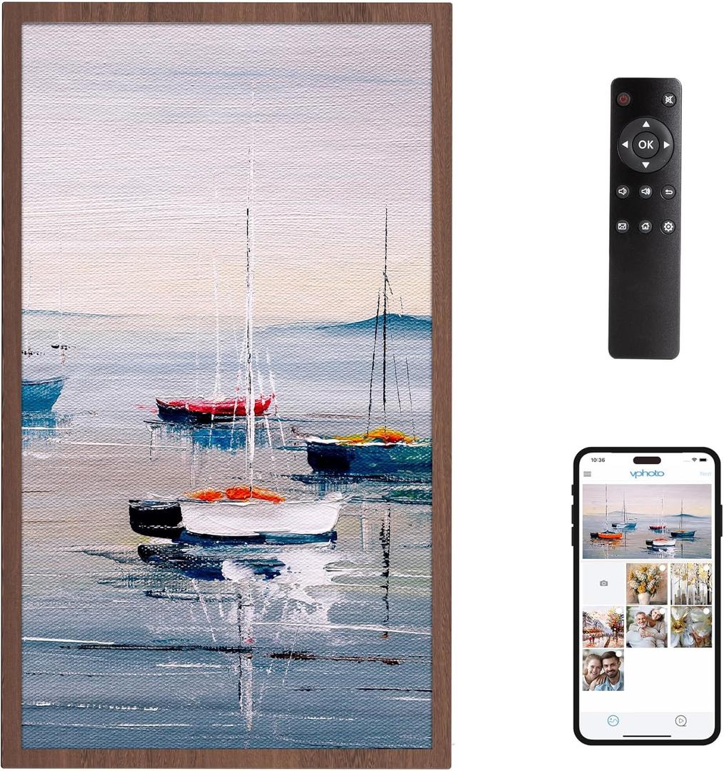 Dragon Touch Large Digital Picture Frame 21.5 inch Screen WiFi Digital Photo Frame Display, 32GB Storage, Auto-Rotate, Share Photos via App, Email, Cloud, Classic 21Not Touchscreen (Walnut)