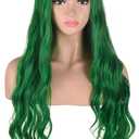 Long Wavy Green Wig with Bangs | Heat Resistant Synthetic Hair Wigs for Women Halloween Costume Cosplay Party