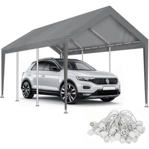 Carport Canopy 10'x20' Replacement Cover, Waterproof & UV Protected Garage Top Tarp Shelter Cover with Ball Bungee Cords, Car Cover Tent (Frame is not Included)