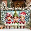 Christmas Backdrop Banner Elf Kids Winter Snow Forest Scene Backdrop Wall Hanging for Party Indoor Outdoor Decor Poster 71 X 43 Inches