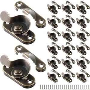 Hicarer 20 Pack Steel Window Sash Lock Casement Window Lock CTC 2", Windows Locks Security Replacement for Single/Double Hung Wood Windows(Antique Brass)