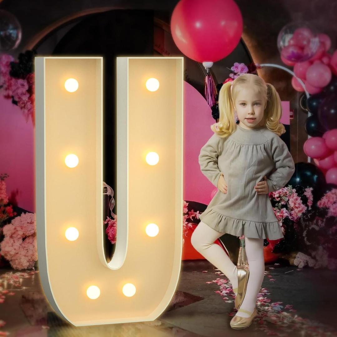 Marquee Letters 3 Feet Tall 3FT Large Light Up Letters U for Backdrop Big Marry Me Sign Birthday Party Decorations Engagement Party Pre-Cut Foam Board