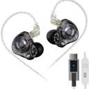 KZ Gale USB C Headphones, Wired Earbuds for Samsung S25 S24 S23 FE S22 S21 S20 A53 A54 Type C IEM Earphone with Microphone Built-in DSP Sound Card for iPhone 16 Pro Pixel 9 Pro (Type-C, Black)