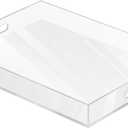 MAONAME Acrylic Serving Tray with Handles, 16"X12" Rectangular Clear Tray, Ottoman Decorative Trays, Coffee Table Trays for Countertop, Living Room, Office