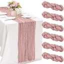 6 Pieces Dusty Pink 10FT Cheesecloth Table Runner Boho Gauze Fabric Table Runner Rustic Sheer Runner for Wedding Birthday Baby Shower Party Boho Table Decoration (Dusty Pink）