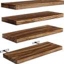 Floating Shelves, Paulownia Wood Wall Shelves for Bathroom/Living Room/Bedroom/Kitchen/Home Office, Natural Wood Floating Shelf for Home Storage & Organization, Set of 4,  47x6x1