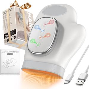 Professional Hand Massager with Heat Compression Therapy, 3 Massage 4 Temperatures 5 Compression Pain Relief Glove, Arthritis & Wrist Carpal Tunnel Neuropathy Circulation, Gifts for Women/Men