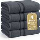 LANE LINEN 100% Cotton 4 Pack Bath Towels Set (28"x54") - Zero Twist, Large Cotton Towels for Bathroom - Quick Dry, Soft & Absorbent Bath Towel Set - Remains Soft After Multiple Washes - Cool Grey
