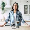 ARILEO Coasters for Drinks, Black Marble Ceramic Hexagon Coaster Set with Metal Holder, Set of 8 Absorbent Cup Place Mats for Home Decor