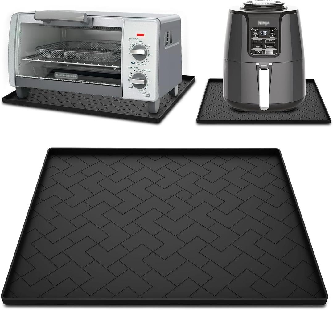 Silicone Heat Resistant Mat For Air Fryer and Microwave Oven,18''x15''x0.5''-Hot Pad for Kitchen Countertop Protector,Silicone Air Fryer Mat for Compatible with Ninja,Cosori,Chefman,Toshiba,Air Fryer (1Pack Black)
