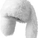 Fluffy Bunny Ear Beanie Y2K Faux Fur Hat with Long Ears Cute Warm Plush Hat