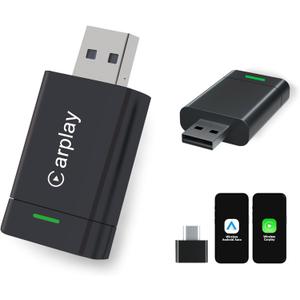 2026 Upgraded Wireless CarPlay Adapter for iPhone Mini Wired to Wireless Dongle, Fast 5.8GHz WiFi & Bluetooth Connection, Plug & Play, Universal for OEM Wired CarPlay Cars