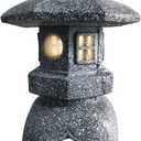 Pagoda Garden Statue Outdoor Figurine Lights Solar Powered LED Garden Decor Pagoda Light Asian Lantern Outdoor Decorations Home Tranquil Resin Waterproof Decor Lawn Yard (12.8X12.8X21)