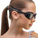 AqtivAqua Kids Swim Goggles Swimming Goggles for Kids Youth Childrens Boys Girls MINI-DXC (All Black, Transparent lenses)
