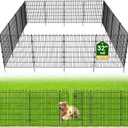 15 Panels No Dig Decorative Garden Fence with Gate for Yard, 32 in(H) X 35.4 ft(L) Animal Barrier Fencing for Outdoor Dog, Metal Portable Garden Fences for Borders, Pets, Landscape, Temporary Fence