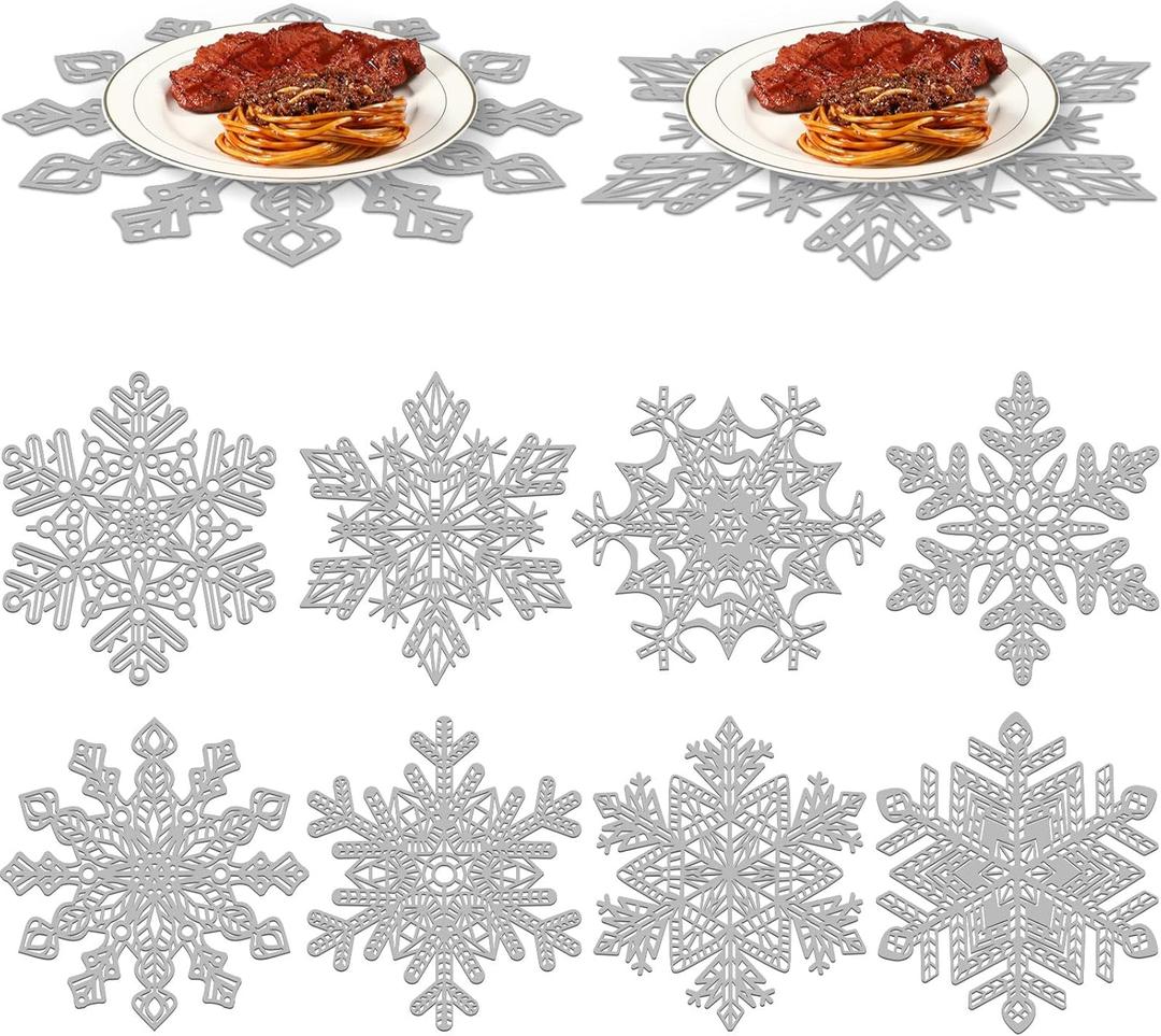 Havawish 56 Pcs Snowflake Placemats Christmas Disposable Place Mats Winter Table Decorations Round Snow Flake Table Mats Christmas Table Decorative for Holiday Festival Dining Tableware
