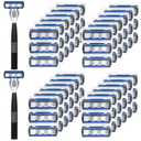 74 Pcs Disposable Men's Razors Set 6-blade Shaving for Men Sensitive Skin Refillable Razor Kit for a Comfortable Shave, 2 Handles and 72 Cartridges