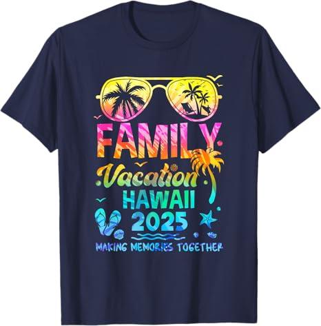 Family Vacation 2025 Hawaii Matching Memories Together T-Shirt (Small, Navy Blue)
