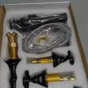 GGStudy Black Bathroom Faucet 2 Handles 3 Holes Faucet 8 inch Widespread Bathroom Sink Faucet Tap Mixer Supply Hose Included Matching Metal Pop Up Drain