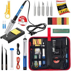 Soldering Iron Kit, 60W Soldering Iron, 5 Soldering Iron Tips, 21-in-1 Adjustable Temperature, Solder Wire, Stand, Desoldering Pump, Soldering Welding Iron Kit for Electronics Hobby DIY 110V US Plug