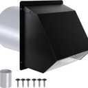 10" Hooded Wall Vent Exhaust with Screen and Damper,Outdoor Wall Exhaust Vent Cover Cap for Kitchen Range Hood Outside Exterior Dryer Ventilation,Galvanized Steel,Black