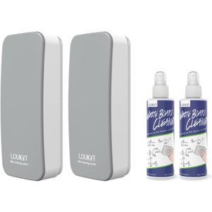 Loukin 2 Pack Magnetic Dry Erase Eraser, Whiteboard Eraser, Glass Board Remover, 3.4 fl oz Whiteboard Cleaner * 2 Included, for Classroom, Home and Office Use (Grey)