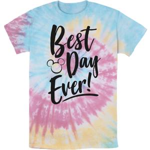 Disney Men's Mickey & Friends Best Day Ever T-Shirt (XX-Large, Blu/Pnk/Ly)