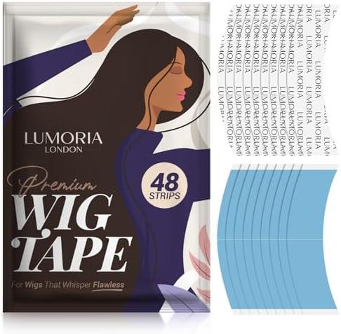 LUMORIA 48pcs Wig Tape Double Sided Ultra Hold - Lace Front Tape for Wigs, Toupee Tapes Double Sided, Hair Tapes for Wigs, Strong Adhesive Hold & Waterproof, Wig Glue Strips