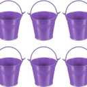 PATIKIL 2.7"x2.3" Small Metal Buckets with Handle, 6 Pcs Mini Galvanized Bucket Colorful Easter Buckets for Crafts Party Favors Decoration, Dark Purple