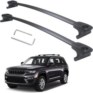 Autekcomma Heavy Duty 260lb Loading Weight Roof Rack Crossbars Compatible for Jeep Grand Cherokee L 2021-2024 and 2022 2023 2024 Grand Cherokee WL Anti-Corrosion,Full Aluminum Black Matte