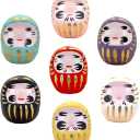EDOYA Daruma Dolls (Set of 7) Japanese Good Luck Fortune Multicolor Figurine Ornament Traditional Charms