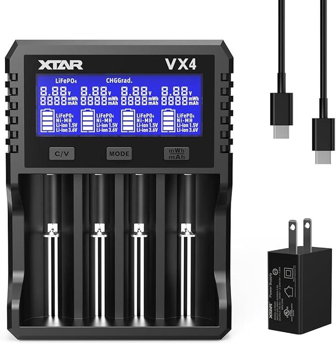 XTAR VX4 Visible Mixer 1.5V/3.6V/3.7V Li-Ion 3.2V LiFePO4 1.2V Ni-MH Batteries Charger and Battery Capacity Tester