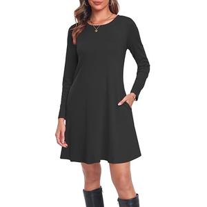 Moskill Long Sleeve Tshirt Dresses for Women with Pockets Casual Loose Swing Dress Large Black L Moskill Long Sleeve Tshirt Dresses for Women with Pockets Casual Loose Swing Dress Large Black L