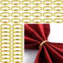 WILLBOND 100 Pcs Gold Napkin Rings Bulk Christmas Round Napkin Ring Holders Metal Buckle for Cloth Holiday Dinners Wedding Adornment Home Decorations Party Supplies