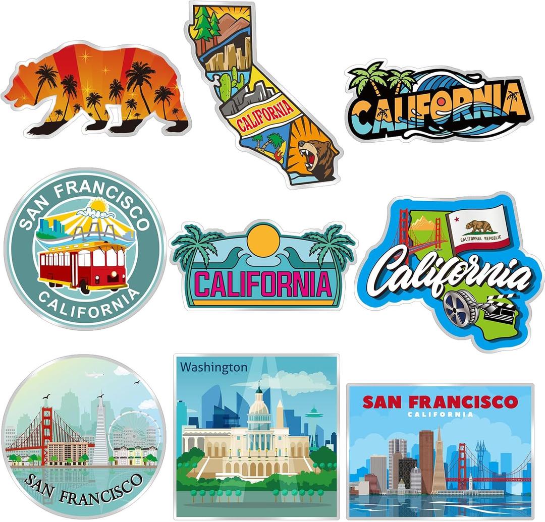 18 Pcs California Fridge Magnet Magnetic Refrigerator Stickers Metal California Souvenirs Gifts Refrigerator Magnets Home Decoration Accessories