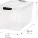 IRIS USA 72 QT Plastic Storage Box with Lid and Latches - 4 Pack - BPA-Free, See-Through Organizing Solution, Durable Nestable Stackable Containers, Secure Pull Handle - Clear