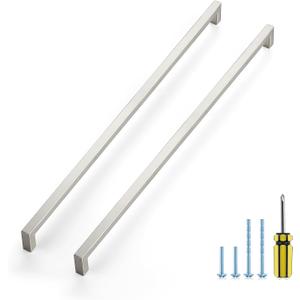 Ravinte Brushed Nickel Square Pulls Cabinet Handles,18 Inch, 10 Pack | Stainless Steel Pull Feel, Square Bar Grip, Smooth Touch, Screwdriver Included, For Cupboards, Drawers, Dressers, Cabinets