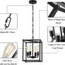 Lantern Pendant Light, 4-Light Black Chandelier,Modernized Ceiling Hanging Light Fixture for Bedroom Kitchen Island Foyer Living Room Dining Room Hallway