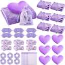 Fanfanwin 36 Pcs Sleepover Party Supplies for Girl Spa Slumber Birthday Favors Throw Blanket Pillow Eye Mask Headband Scrunchies (Solid Color,Purple)