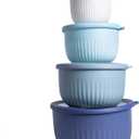 COOK WITH COLOR Prep Bowls with Lids- Wide and Deep Nesting Plastic Small Mixing Bowl Set with Lids, 8 Piece Set - Deep Bowls, Blue