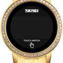 Stainless Steel Gold Womens Digital Watch for Women Waterproof