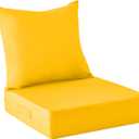 Outdoor Cushions for Patio Furniture,Outdoor Seat Cushion Set 24 x 24 x 5.75 Inch,Waterproof & Fade Resistant Outdoor Chair Cushions,Deep Patio Chair Cushion with Removable Cover,Yellow (24*24+5.75/25*22.5")