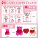 Valentines Day Cards for Kids School, Bear Designs of Valentine Cards with 24 Crads & 24 Bear squishies for Valentine's Day Kids Classroom Gifts Exchange Party Favors for Boys Girls