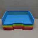 ZZYFGH 6 Pack in Trays for Teachers, Plastic Classroom Paper Organizers, Colorful Storage Baskets for Office, Stackable Office Desktop Document Paper Storage(13.4 * 9.5 * 2.7in)